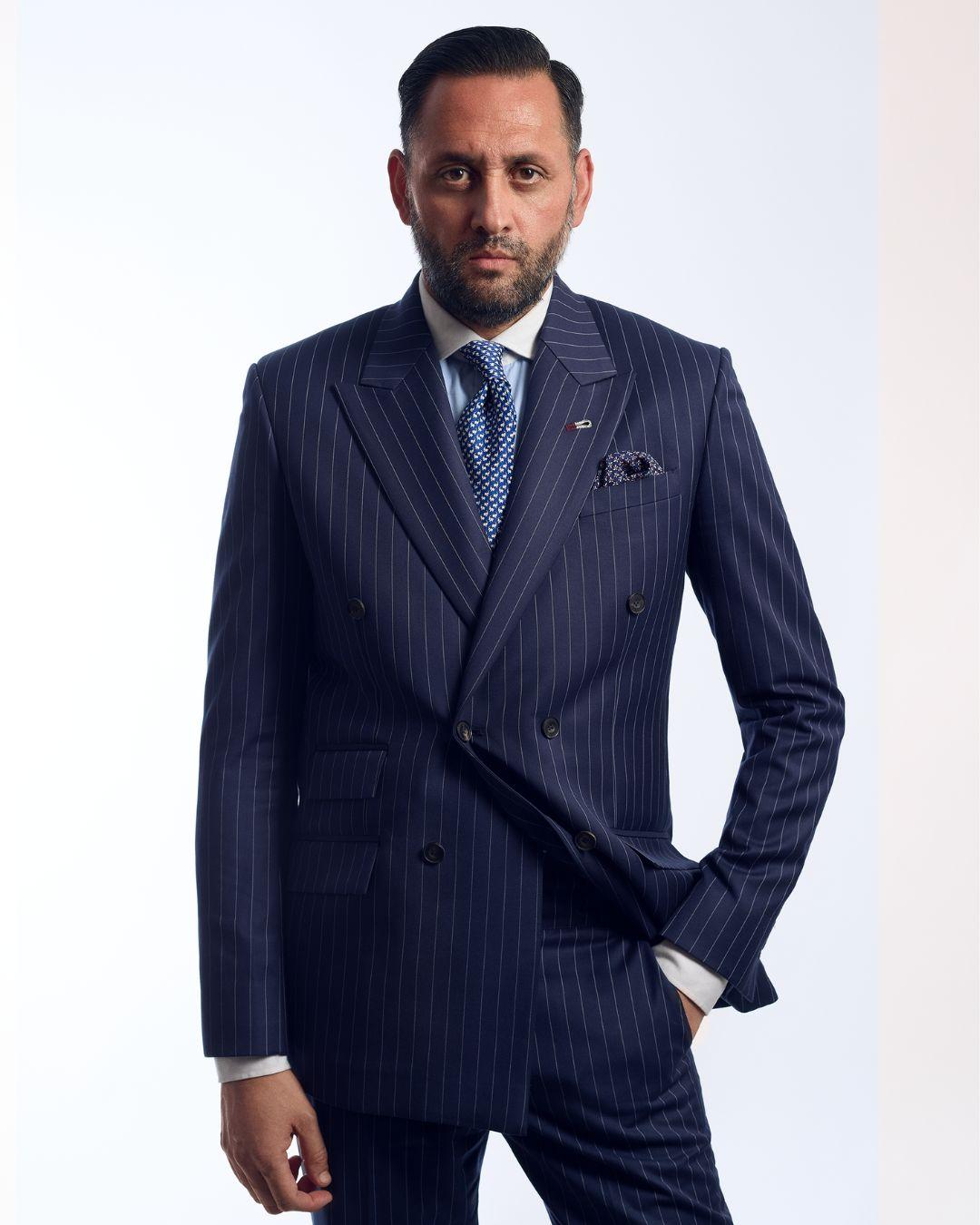 Business Stripe Double Breasted Suit 