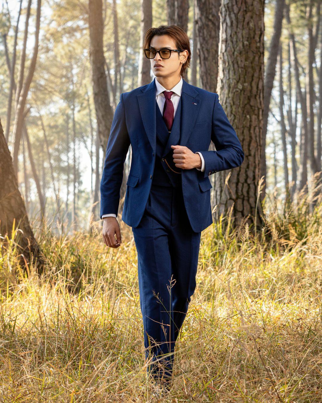 Winter Flannel Three Piece in Navy