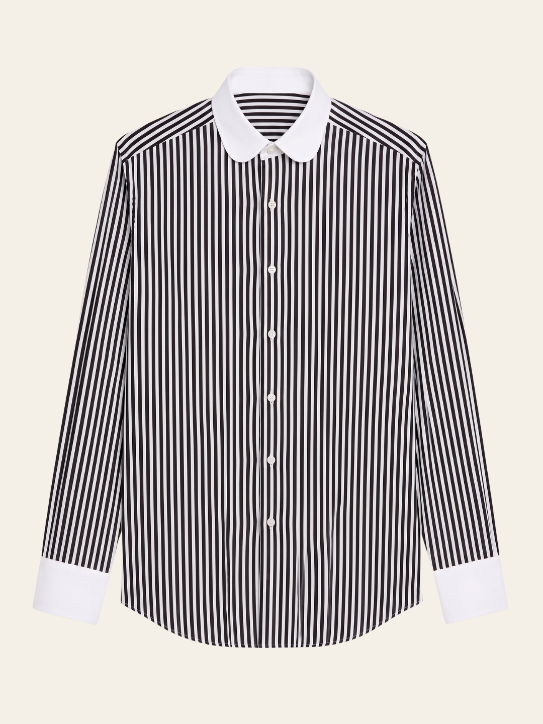 Black Stripe Shirt with White Club Collar & French Cuffs thumbnail 1